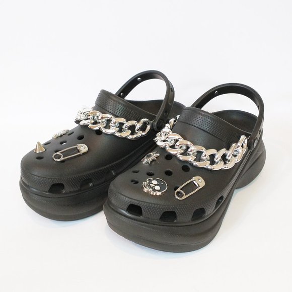 platform crocs with chain